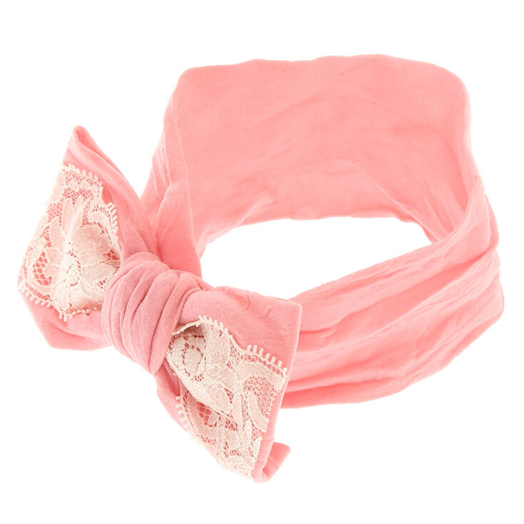 Claire's Bandeau à nœud en dentelle rose pour enfant