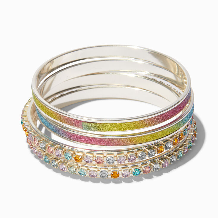 Claire&#39;s Club Pastel Gem Bangle Bracelets - 4 Pack,