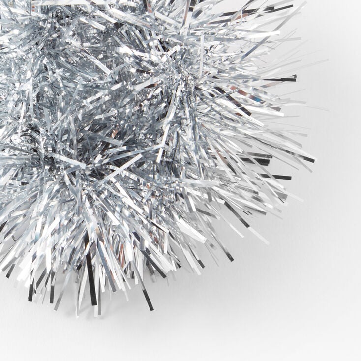 Medium Tinsel Hair Scrunchie - Silver,