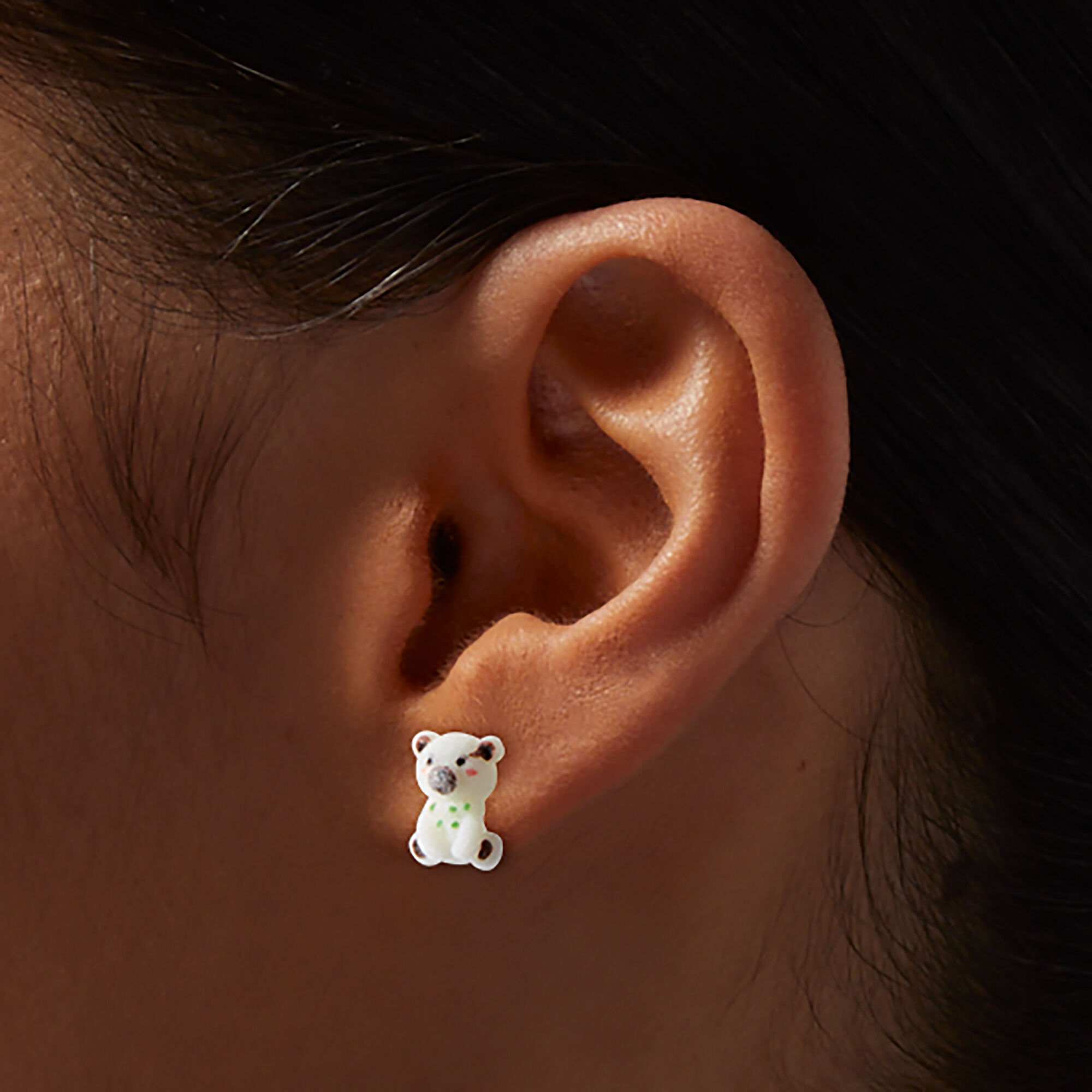 Fuzzy Polar Bear Stud Earrings Claire s US
