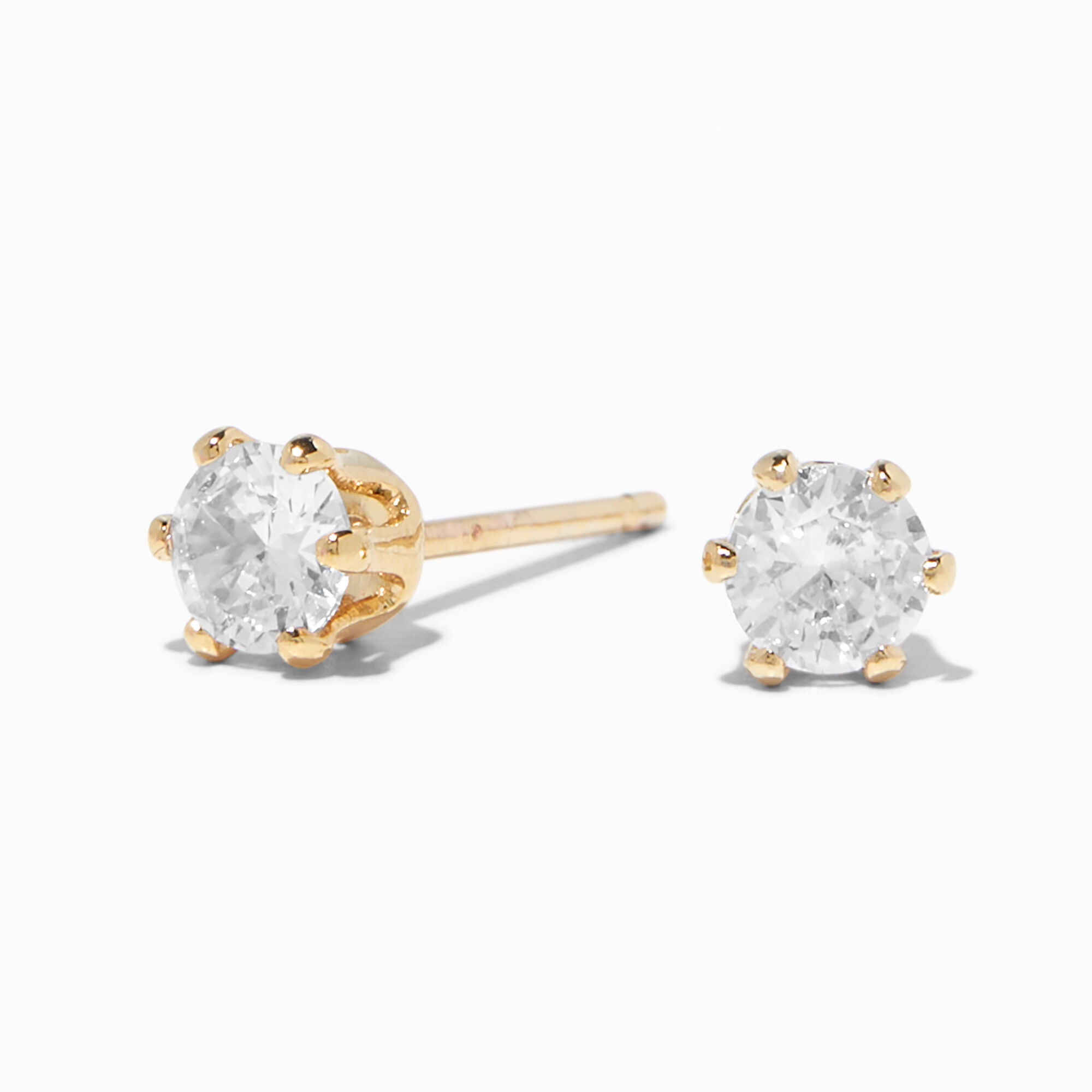 View Claires 18K Plated 4MM Cubic Zirconia Cupcake Stud Earrings Gold information