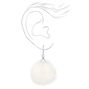 White 2&quot; Pom Pom Drop Earrings,