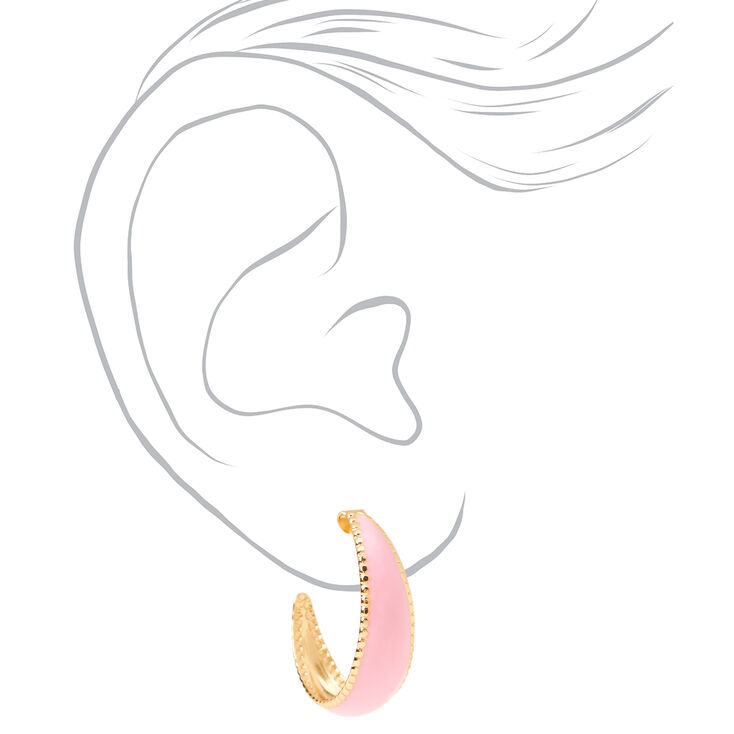 Gold-tone 20MM Studded Hoop Earrings - Pink,