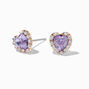 Clous d&#39;oreilles serti halo c&oelig;ur violet,