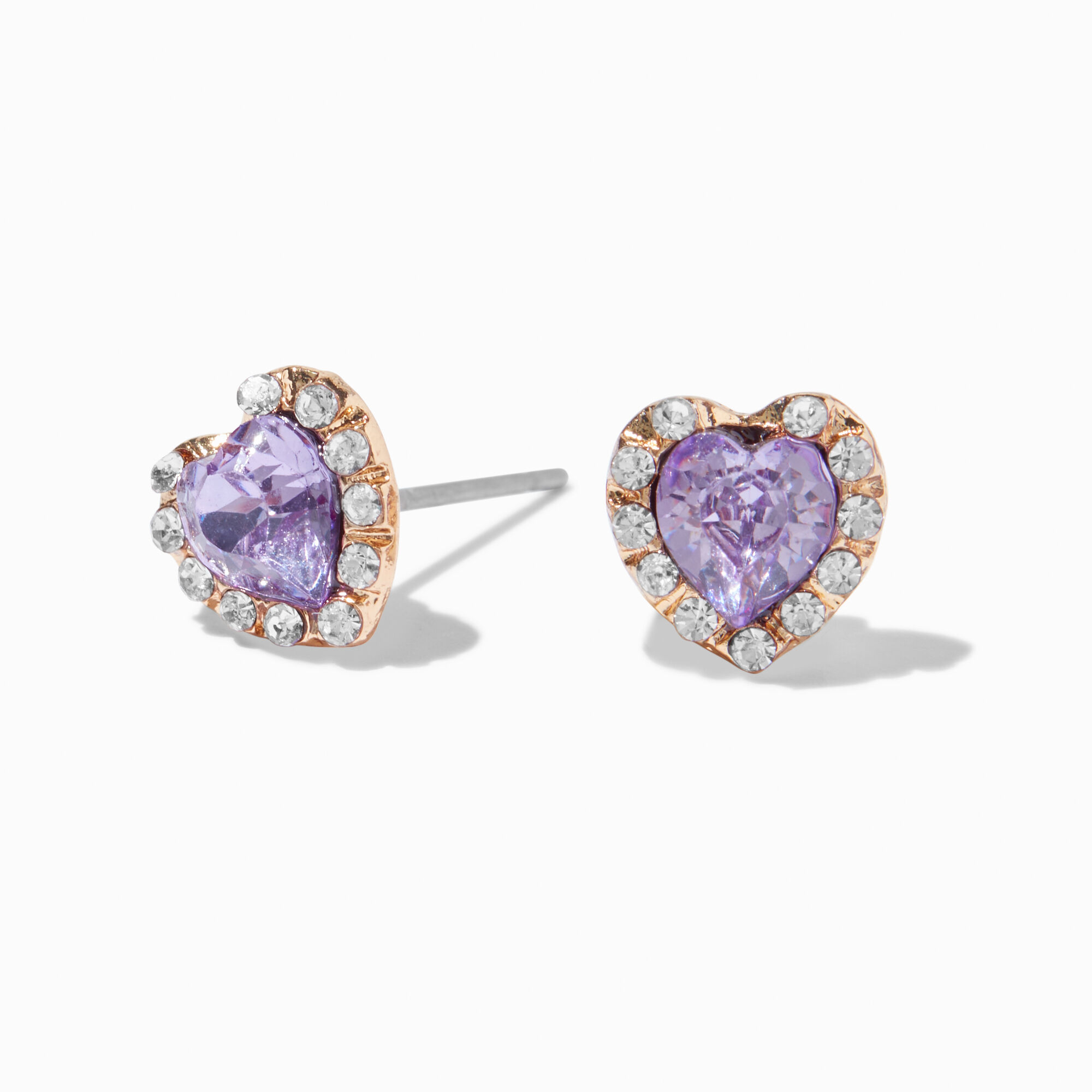 View Claires Heart Halo Stud Earrings Purple information