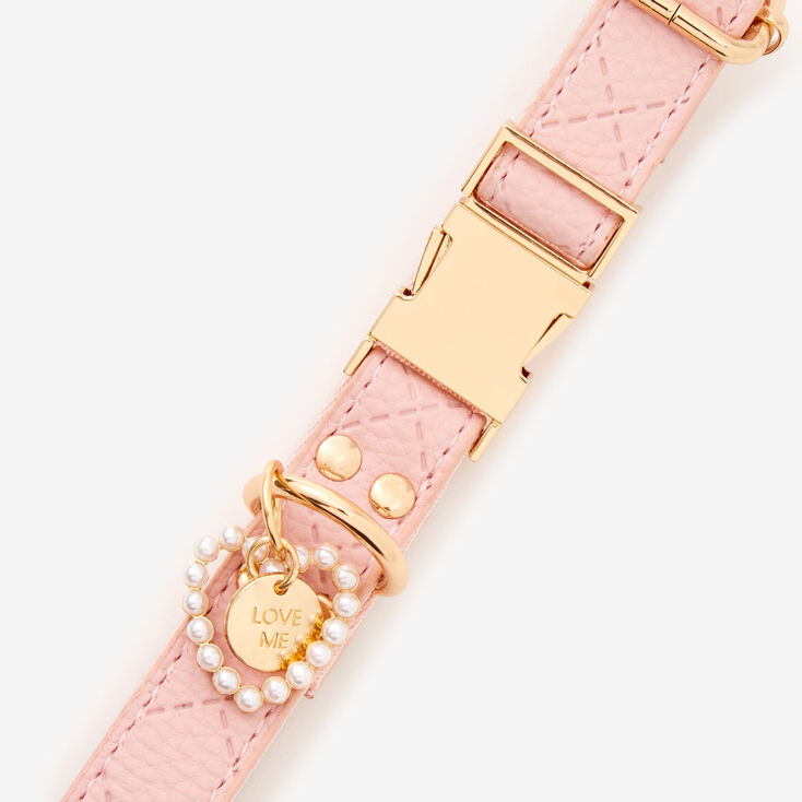 Love Me Pearl Embellished Quilted Dog Collar - Small/Medium,