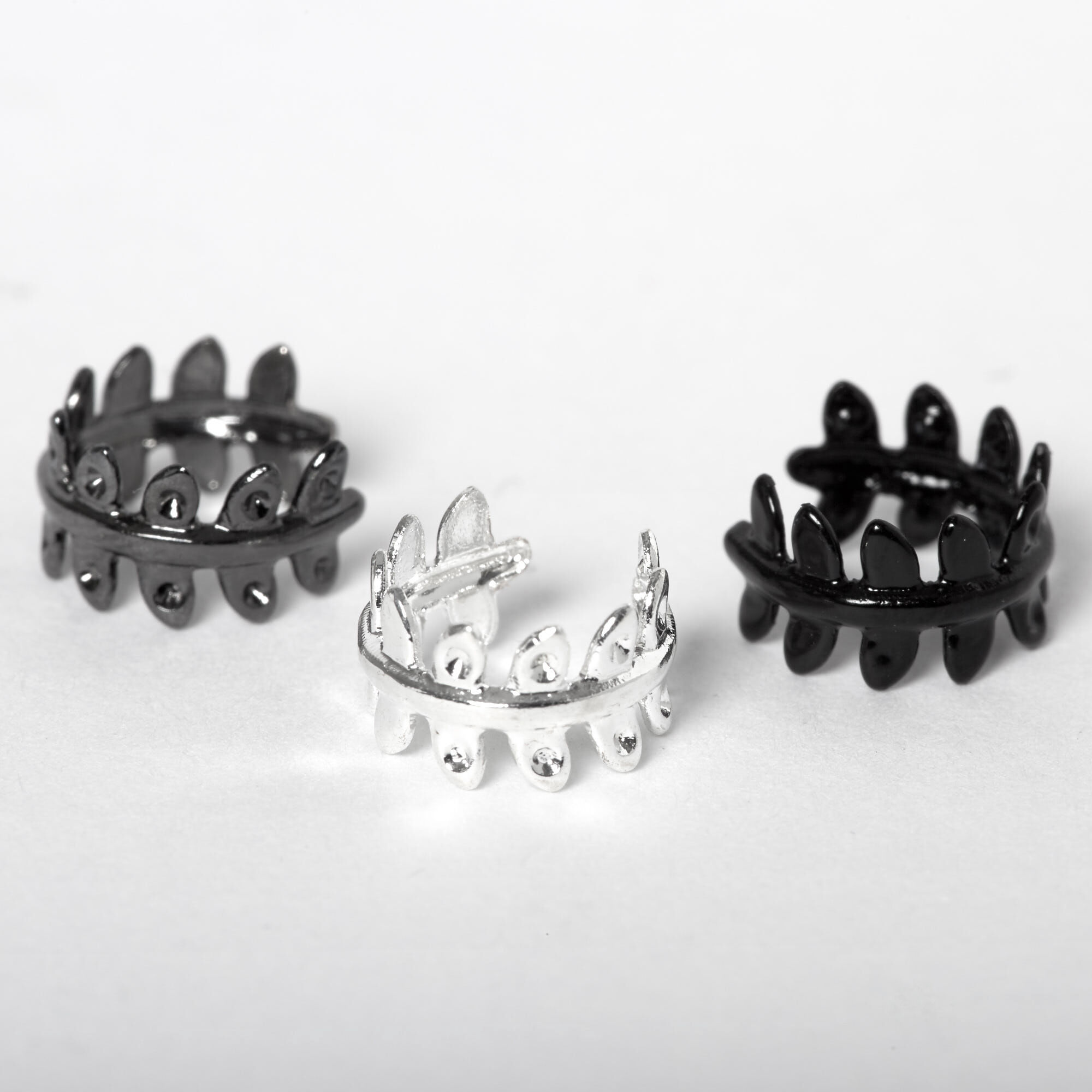 Mixed Metal Leaf Ear Cuffs 3 Pack