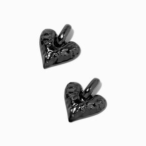 Hematite Heart Drop Earrings ,