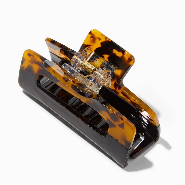 Tortoiseshell Black Color Block Rectangle Hair Claw,