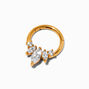 16G Gold-tone Stainless Steel Cubic Zirconia Crown Septum Nose Hoop,