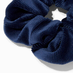 Ribbed Velvet Medium Hair Scrunchie - Navy Blue,