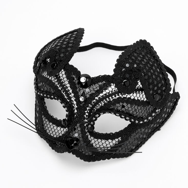 Lace Cat Mask - Black,
