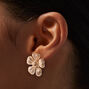 Gold-tone Textured Flower Stud Earrings,