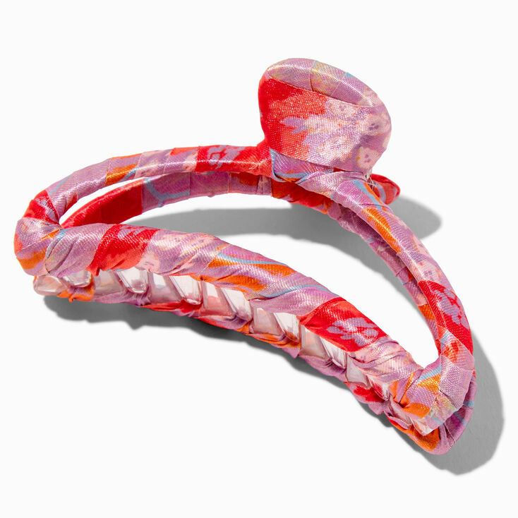 Coral Geometric Fabric Hair Claw,