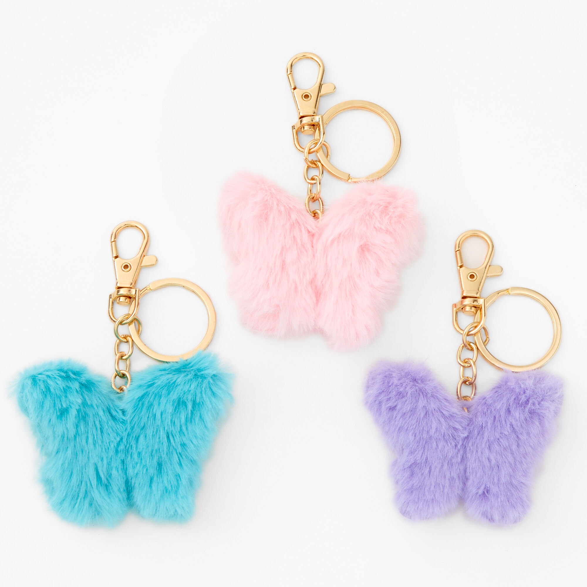 Best Friends Pastel Butterfly Pom Pom Keychains 3 Pack Claire s US