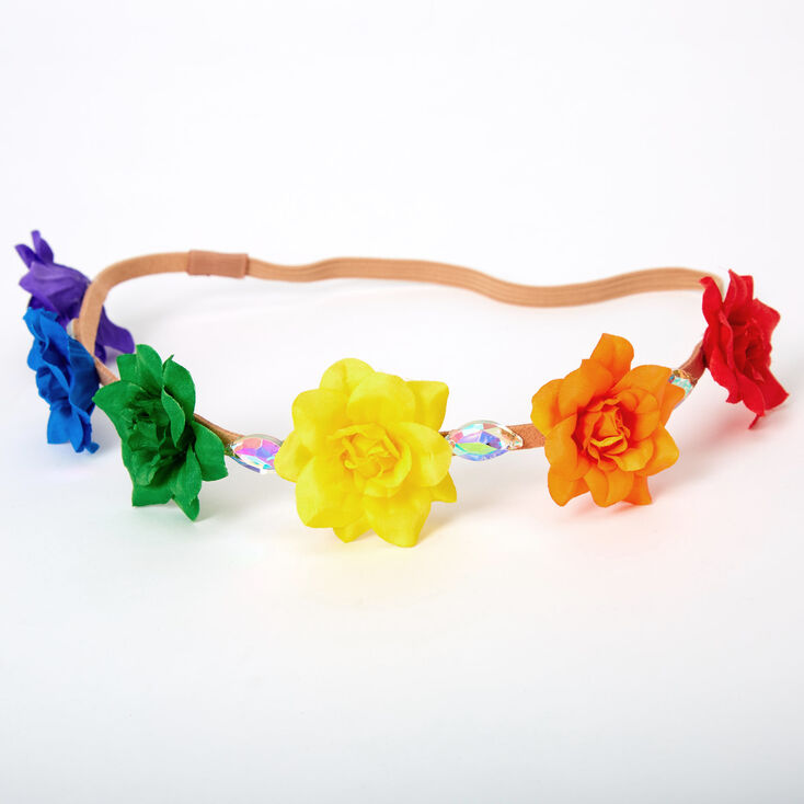 Rainbow Flower Crown Headwrap,