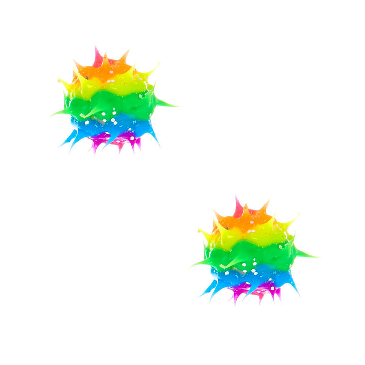Rainbow Glitter Rave Stud Earrings,