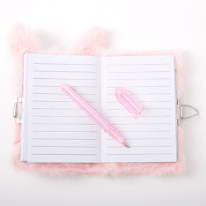 Claire&#39;s Club Flower Bunny Plush Mini Lock Diary - Pink,