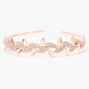 Rose Gold-tone Sleek Rhinestone Pave Leaf Headband,