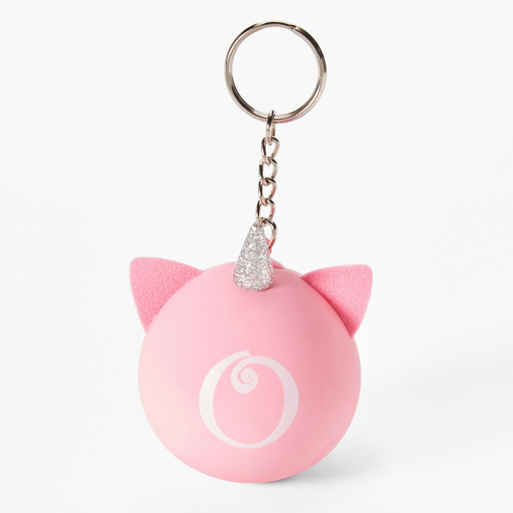 Initial Unicorn Stress Ball Keychain - Pink, O,