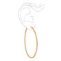 Gold 80MM Thin Beaded Look Hoop Earrings,