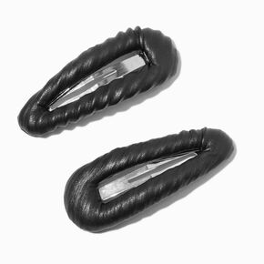 Black Puffy Snap Hair Clips - 2 Pack,