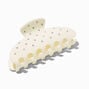 Cream Quilted Rhinestone Hair Claw,