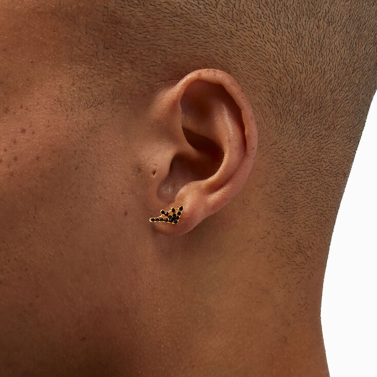 18K Gold Plated Black Crystal Spider Web Stud Earrings,