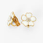 White Flower Clip-On Earrings,