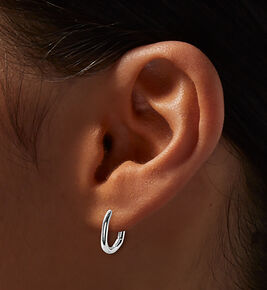 C LUXE by Claire&#39;s Sterling Silver Oval Clicker Hoop Earrings,