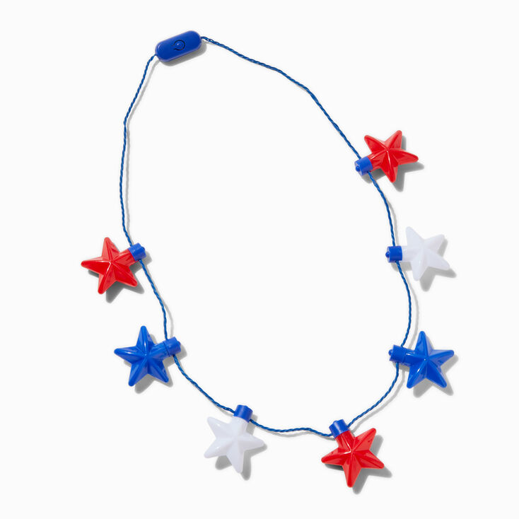 Stars &amp; Stripes Red, White, &amp; Blue Stars Light-Up Necklace,