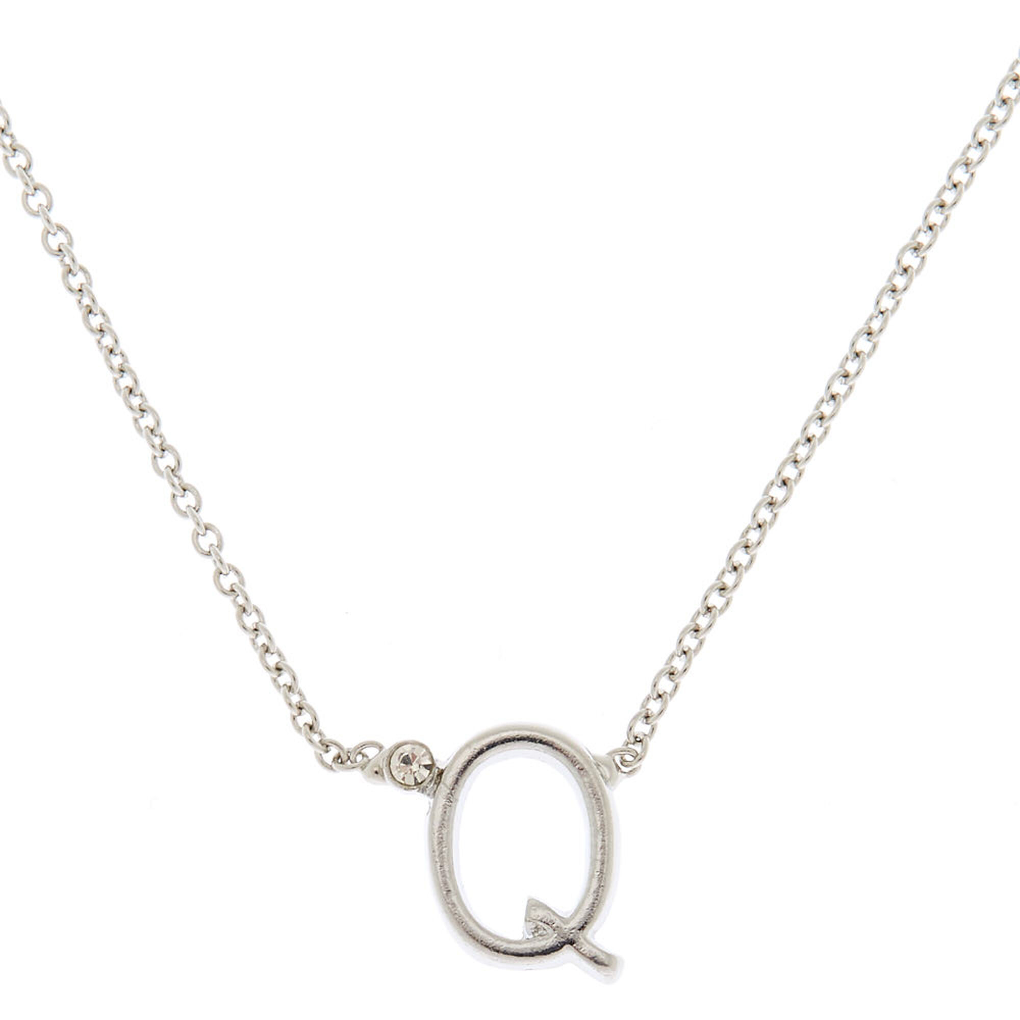 View Claires Tone Stone Initial Pendant Necklace Q Silver information