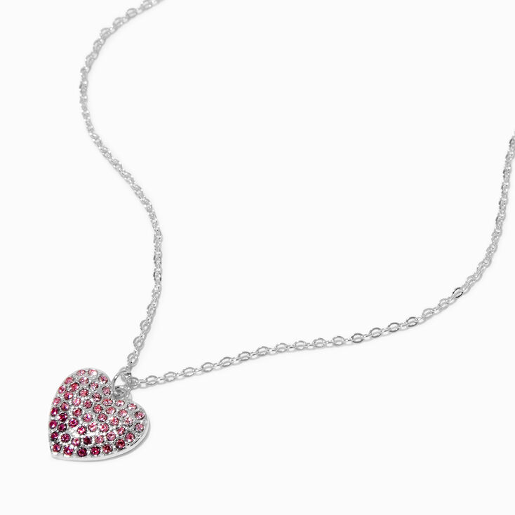 Pink Ombre Crystal Heart Pendant Necklace