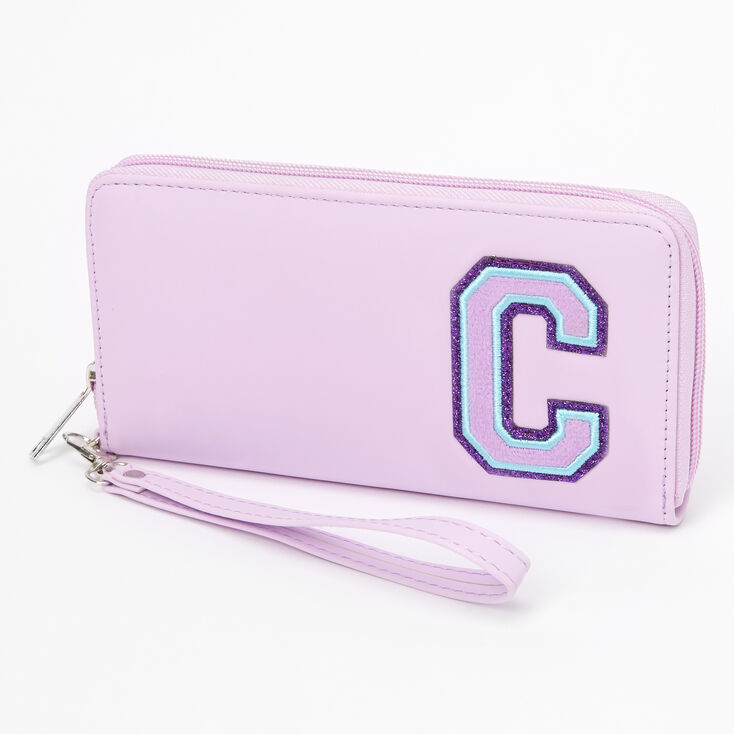 Claire's Pochette poignet à initiale rose style universitaire - C