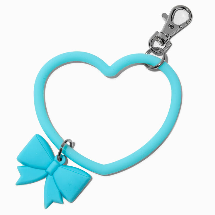 T H E M E x Claire&#39;s Blue Heart &amp; Bow Keychain Clip,
