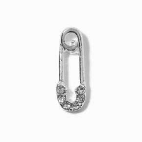 Silver Safety Pin Embellished Stud Earrings,