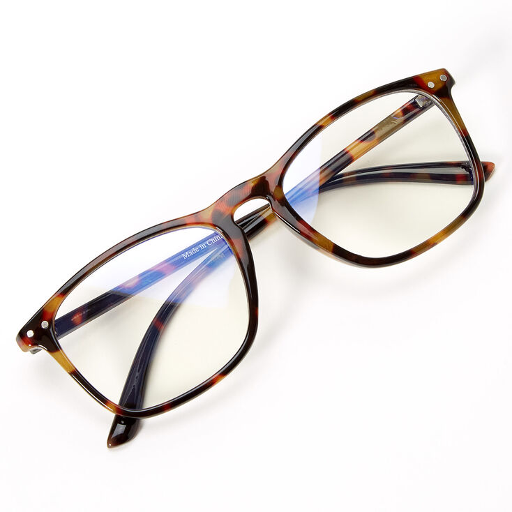 Solar Blue Light Reducing Retro Tortoiseshell Clear Lens Frames - Brown,