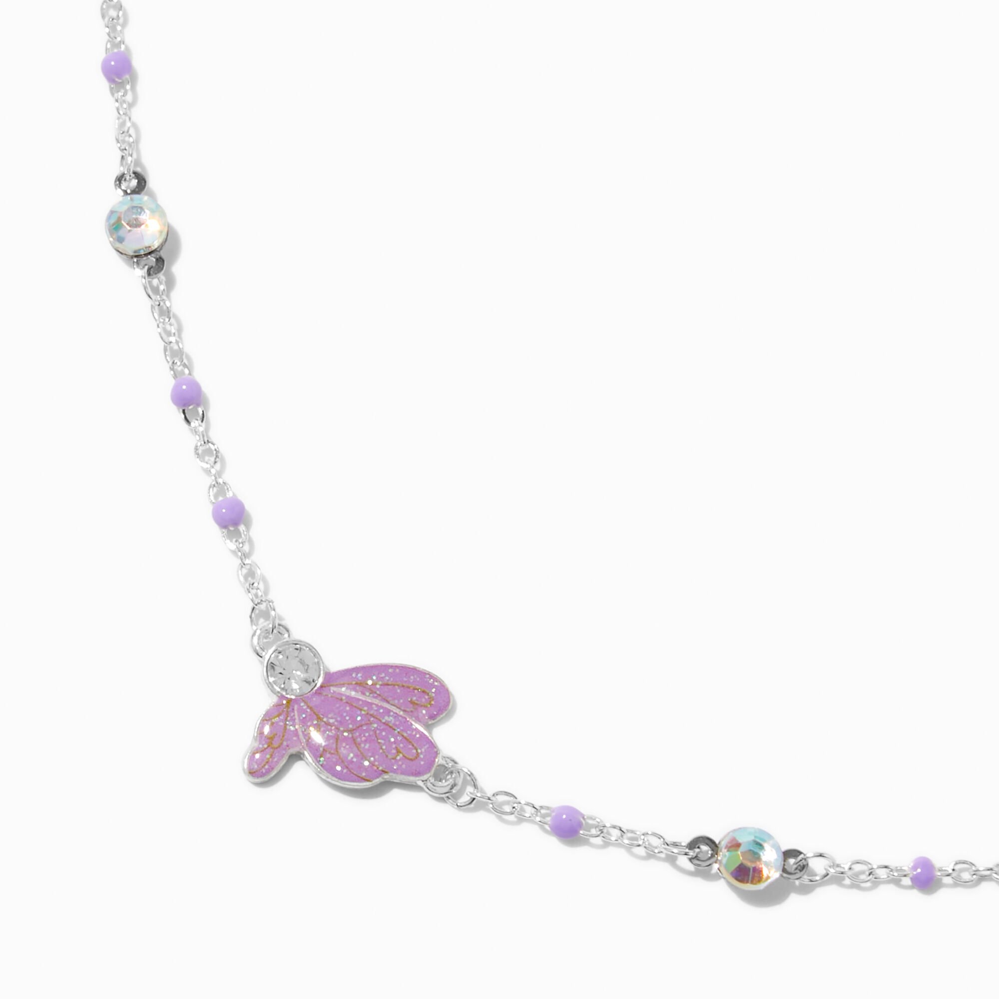 Claire's Club Purple Butterfly Pendant Necklace,