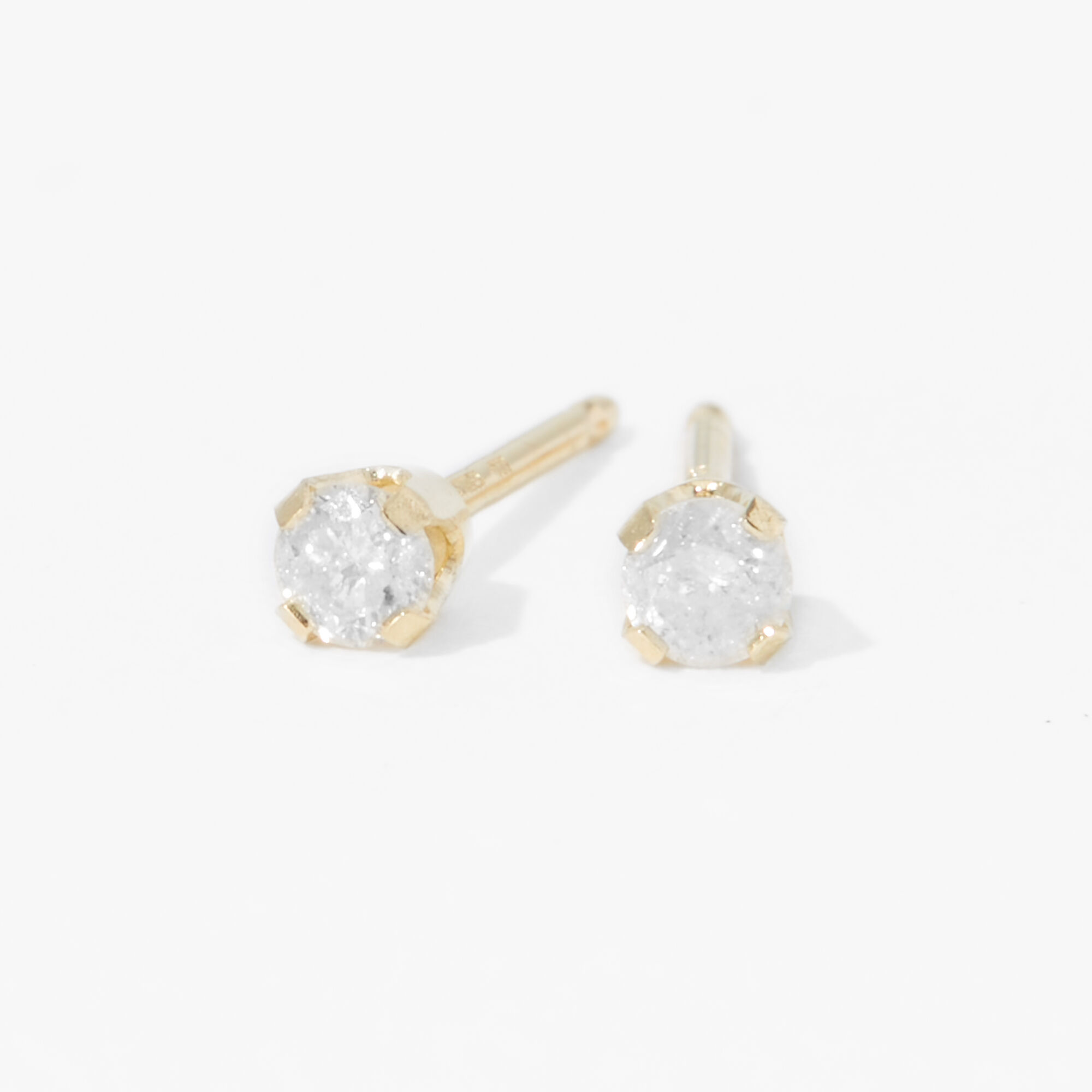 14kt Yellow Gold 0.1 ct tw Diamond Studs Baby Ear Piercing Kit