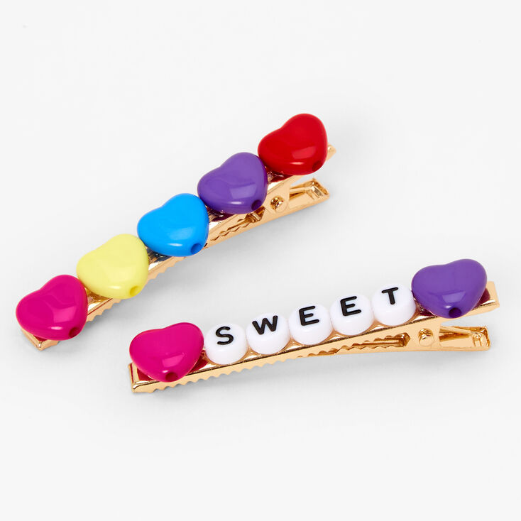 Beaded Sweet Gold Barrettes - 2 Pack,