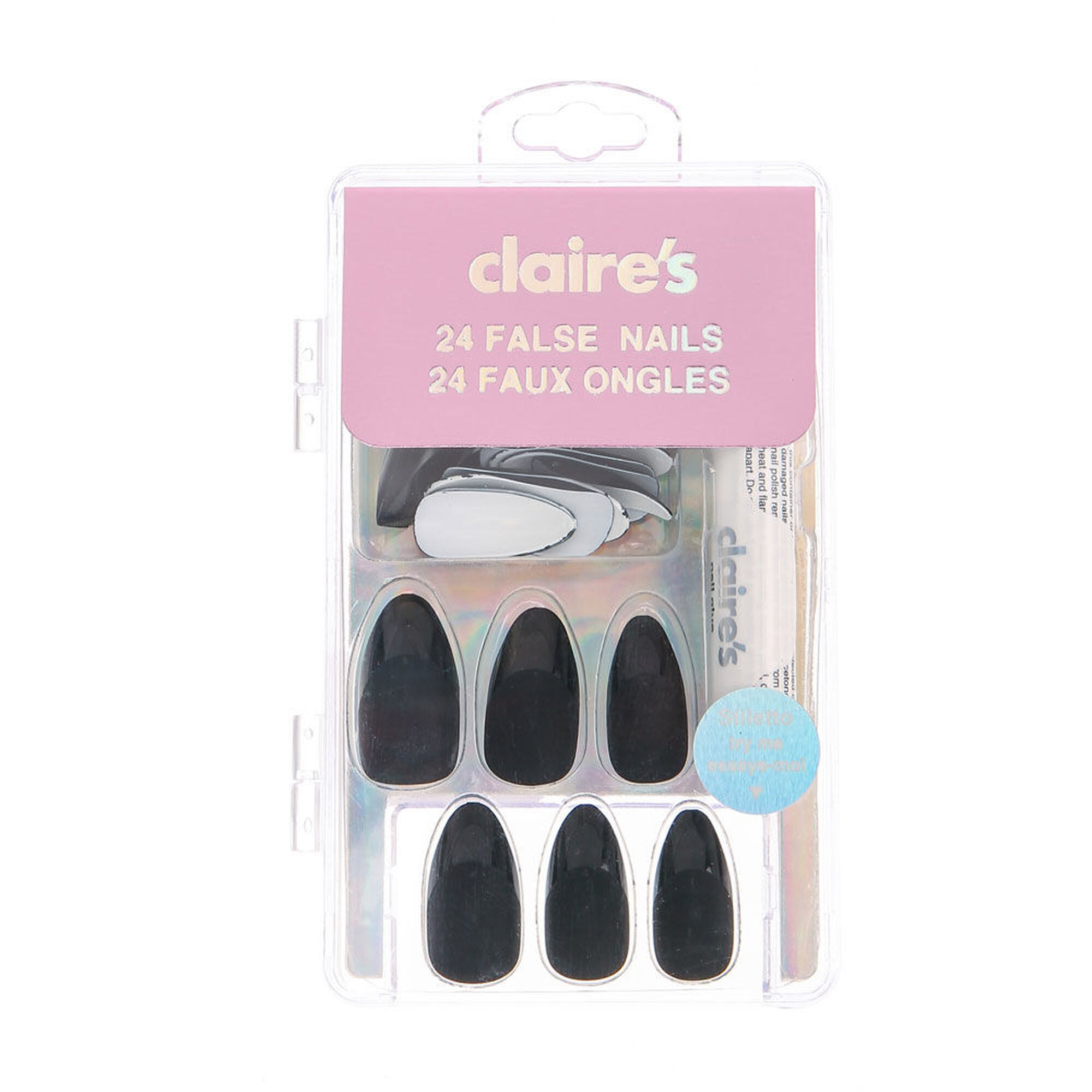 Pink Flame Tip Squareletto Vegan Faux Nail Set - 24 Pack | Claire's US
