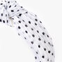 Polka Dot Pleated Knotted Headband - White,