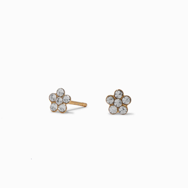 C LUXE by Claire&#39;s 18kt Gold Plated Crystal Daisy Stud Earrings,