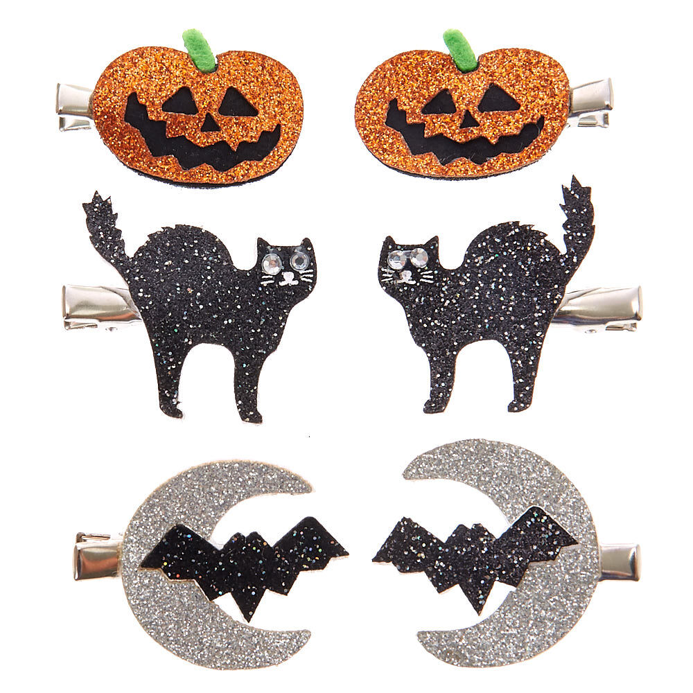 Halloween Glitter Hair Clips - 6 Pack,