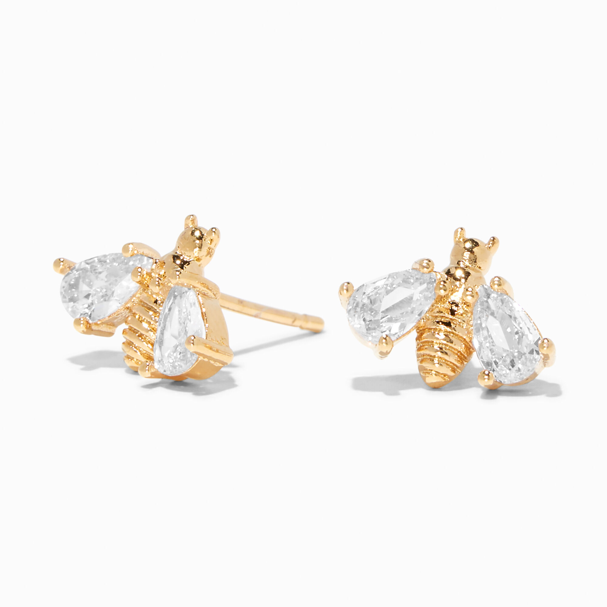View Claires 18K Plated Cubic Zirconia Bee Stud Earrings Gold information