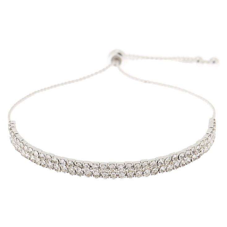 Claire's Bracelet manchette volumineux avec strass couleur argenté