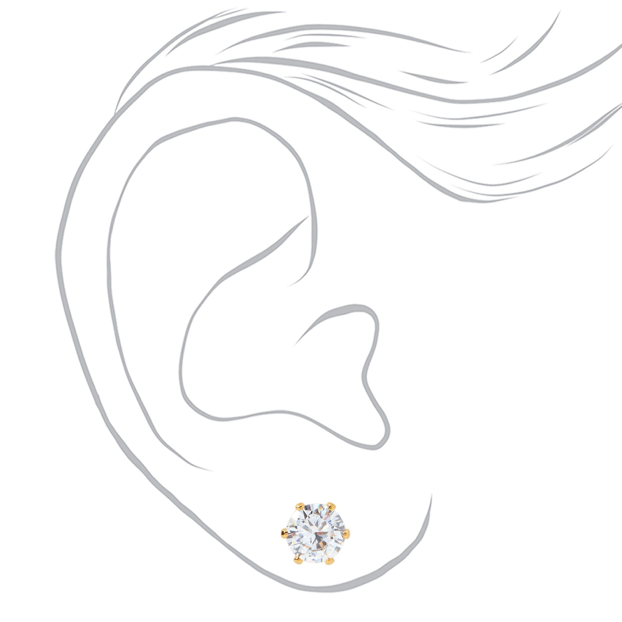 C LUXE by Claire's 18kt Gold Plated Cubic Zirconia 7mm Round Stud Earrings,