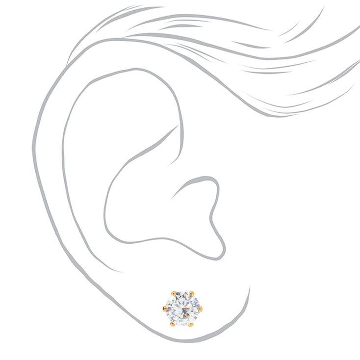 C LUXE by Claire&#39;s 18kt Gold Plated Cubic Zirconia 7mm Round Stud Earrings,