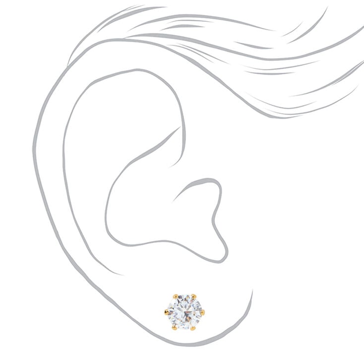 C LUXE by Claire&#39;s 18k Yellow Gold Plated Cubic Zirconia 7MM Round Stud Earrings,