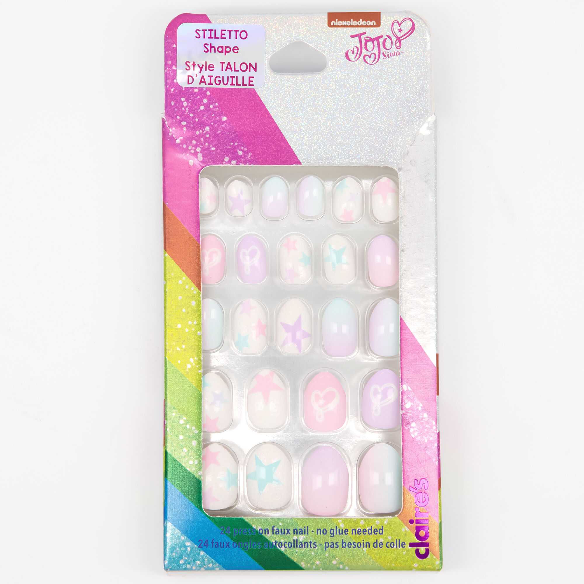 Claire's Faux ongles autocollants stiletto JoJo Siwa™ – Rose